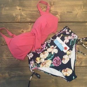 NWT Cupshe High-waisted Floral Bikini